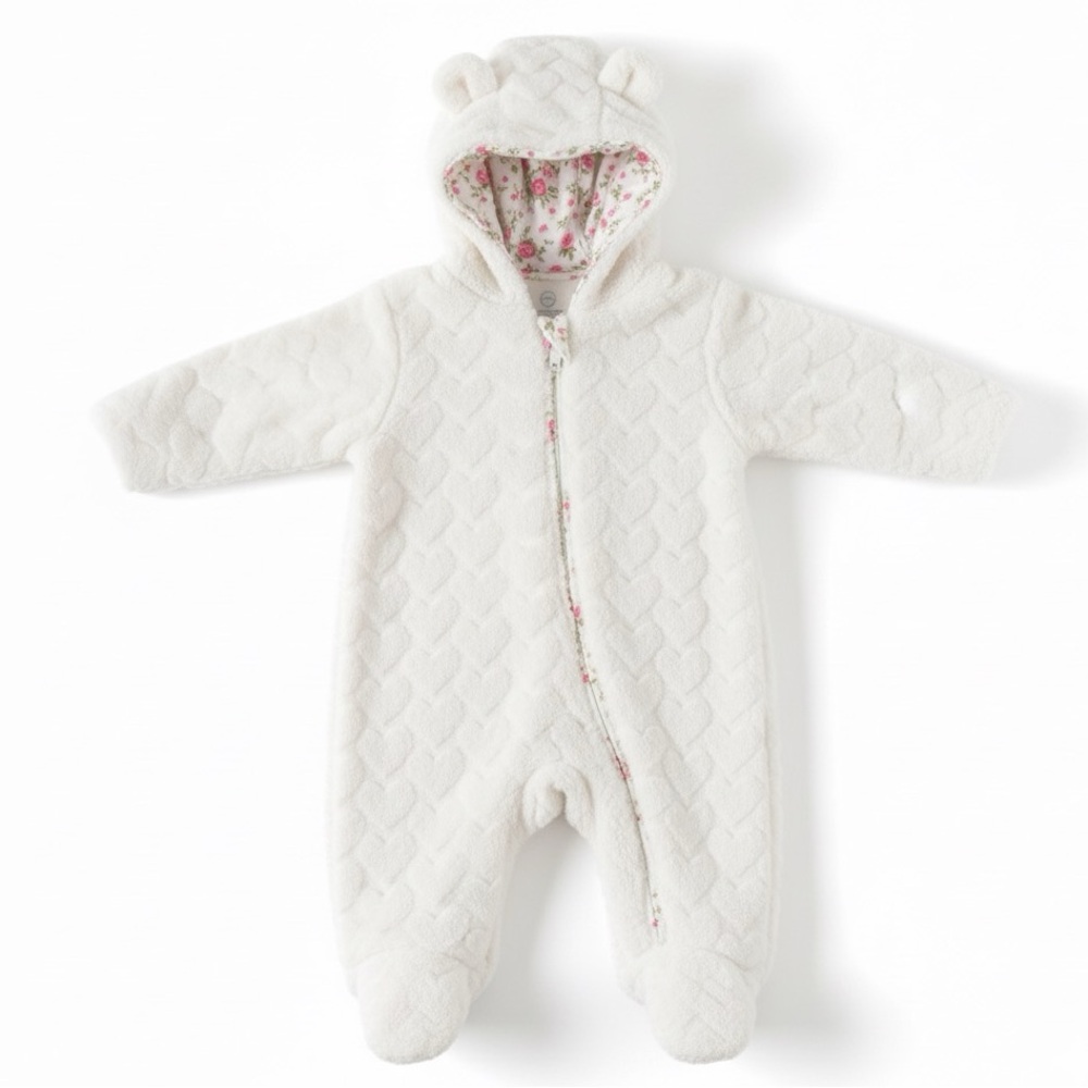 Cozy White Baby Bear One Piece